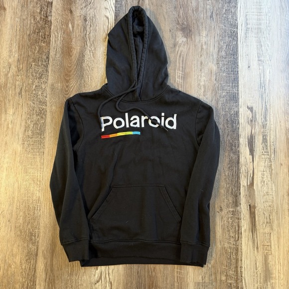 Polaroid Hoodie Black Capture and Remember Land Camera Sweatshirt Size Small - Picture 2 of 3